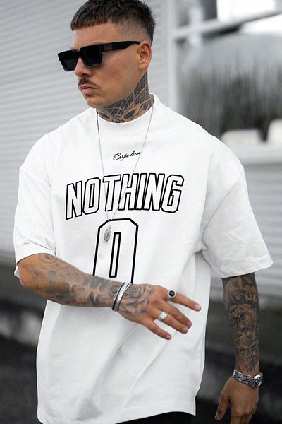 AMMA Μπλουζάκι Unisex Oversize Nothing Printed Cotton Crew με κοντό μανίκι