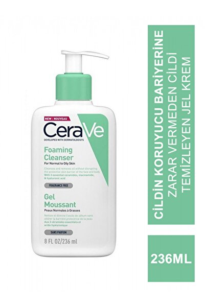 CeraVe Normal ve Yağlı Ciltler için Vitamin B3 vitamin içerikli Köpüren Temizleyici 236ml