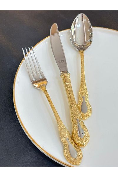 Aryıldız Çırağan Prestige Gold 84 Piece Fork Spoon Knife Set