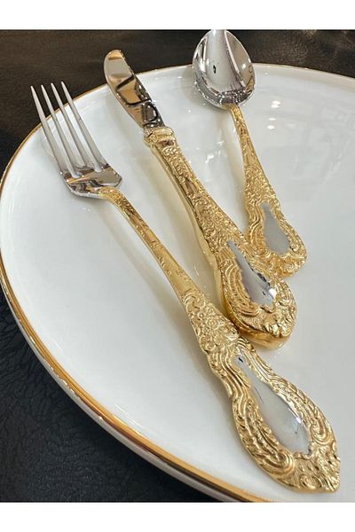 Aryıldız Çırağan Prestige Gold 84 Piece Fork Spoon Knife Set