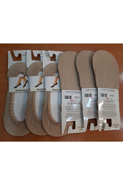 Dore 6'çift Dantel Çarık Ten Babet Mini Çorap.