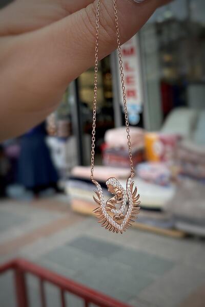 Erer Gümüş Gümüş Anne Bebek Çocuk Kolyesi Sly253e23