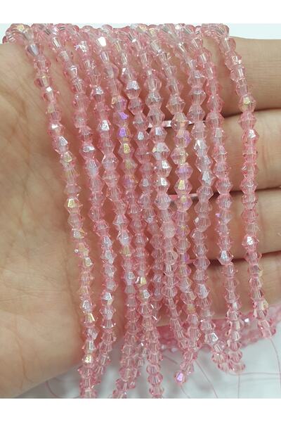 CRYSTALSHOP 4mm piramidalne ružičaste kristalne perle (10 niti)