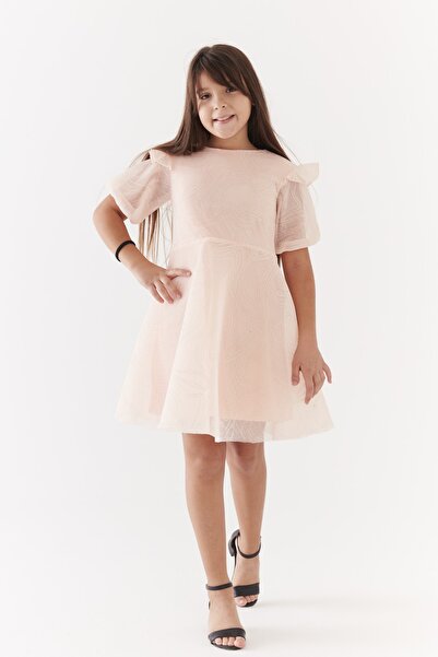 Kıvanç Çocuk Kız Çocuk Simli Balon Kol Abiye Elbise