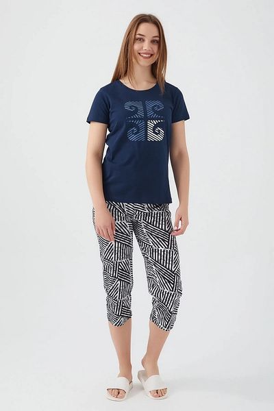 Pierre Cardin Set pijama Capri pentru femei, 100% bumbac, guler confortabil 8588