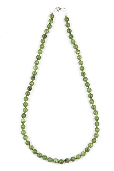 Sahra Canada Jade Natural Stone 6 Mm Knotted Necklace