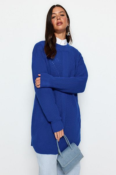 Trendyol Modest Saks Pulover de tricotaj cu gât turnat TCTAW24AK00023