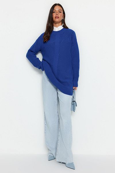 Trendyol Modest Saks Pulover de tricotaj cu gât turnat TCTAW24AK00023