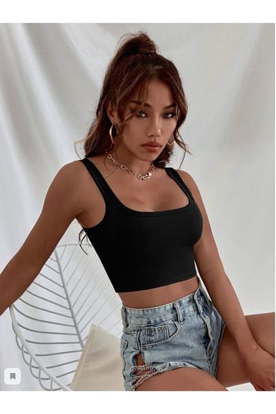 charango Tricou Crop pentru damă - Gât pătrat și curea