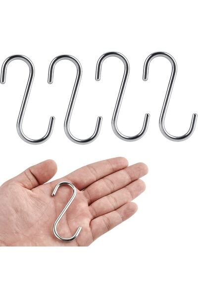 Zift Unique 10 Adet Metal Renk S Kanca - Çok Amaçlı S Demir Kanca - 7,5cm Ban...