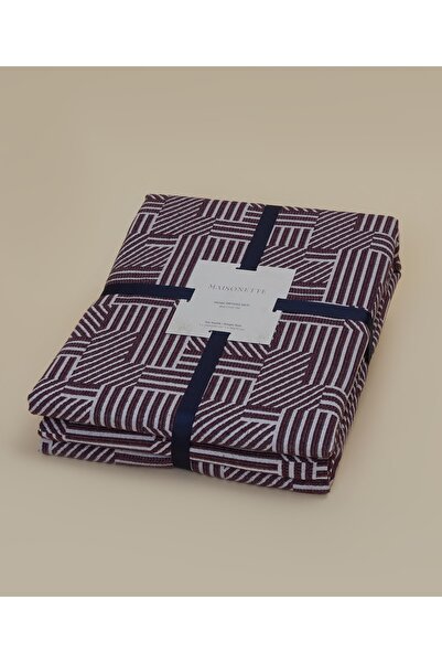 Maisonette Jacquard Geometric Patterned Bedspread Set Plum