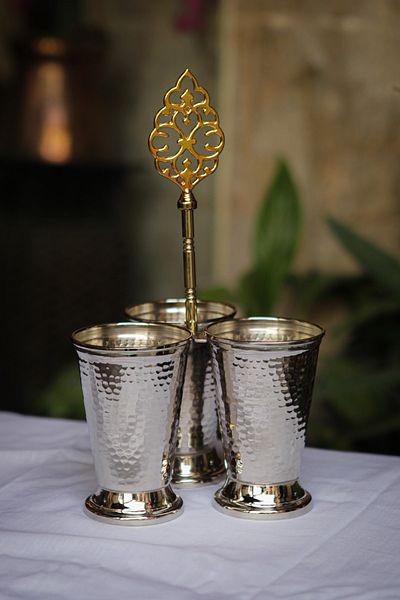ANTEPSEPETİ Set of 3 Copper Silver Plated Spoon Holders