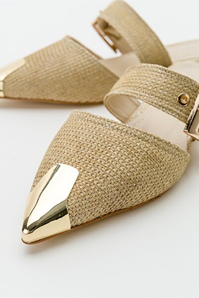 LuviShoes Jennifer Bézs szalmacsatos női papucs