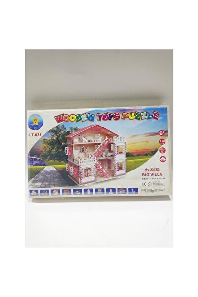 abnturk Wooden Ahşap 3d Puzzle Maket Büyük Boy Villa Ev Maketi 210 Parça Ahşap 3d Puzzle