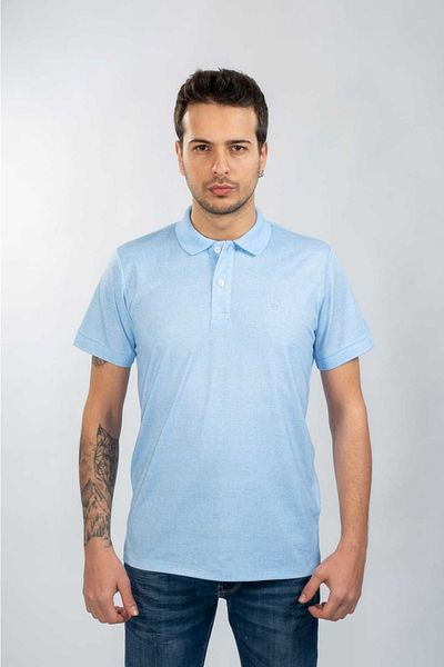Moda Işık Μπλουζάκι με ψηφιακή στάμπα με γιακά πόλο σε μπλε χρώμα