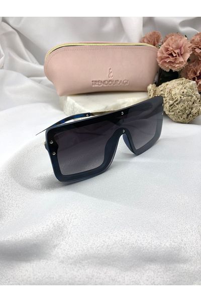 Di Caprio Serie Rectangle Design Blue Patterned Women's Sunglasses