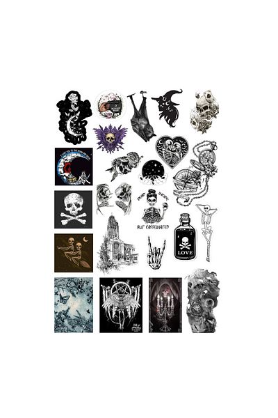 Ororabutik Σετ με 23 αυτοκόλλητα Gothic Witcher Grunge Fairygrunge - Σετ αυτοκόλλητων Scrapbook Bullet Journal