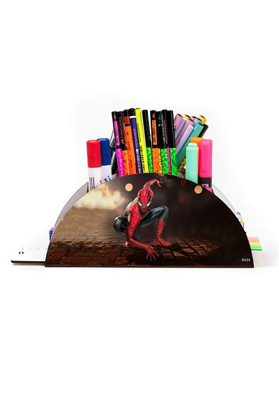 kutuTR Wooden Vip Spider Series Model Rainbow Ruled Desktop Pen Holder Organizer with Assembled Box