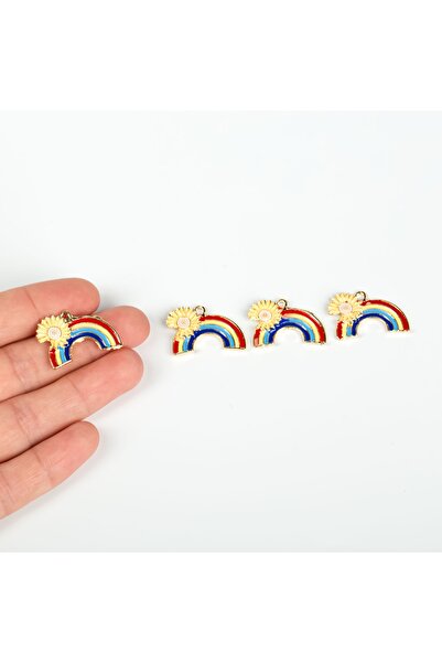 yfhobi 1 Adet - 17 Mm Karışık Renk Mineli Gökkuşağı Takı Aparatı, Altın Kapla...