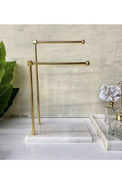 Housess Natural Marble Towel Holder with Double Hand Towel Holder