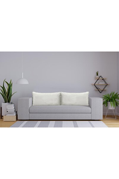 AYPETEKS Açık Krem Tay Tüyü Biyeli Model Koltuk Sırt Kırlent Kılıfı- Kanepe Minderi- Büyük Kırlent Kılıfı