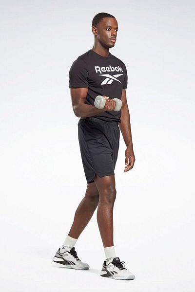 Reebok كوم محبوك شورت أسود للرجال