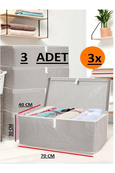 Smyak 3 Pieces Box Storage Bag with Lid Mega Size 70*40*30* Multi-Purpose Box Storage Bag