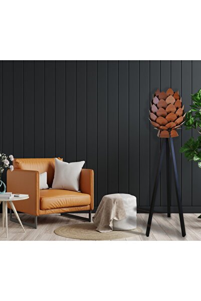 3D SERGİ Lambader - Tripod Lambader - Dekoratif Ahşap Lambader - Kozalak Model Lambader