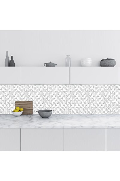 StickerArt Mutfak Tezgah Arası Folyo Fayans Kaplama Folyosu Beyaz Altıgen 60x...