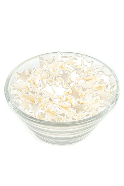 yfhobi 25 Gram - 13 Mm, Krem Renk Yıldız Inci Boncuk, Lüks Barok Yıldız Inci, ( 25gr - 75-80 Adet Arası )