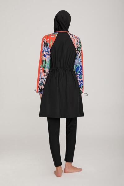 Adasea Women's Long Sleeve Zip Kong Black Hijab Swimsuit 1c3t2n8