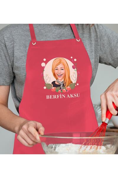 Bk Gift Kişiye Özel Anneler Günü Karikatürlü Profesyonel Kırmızı Mutfak Önlüğ...