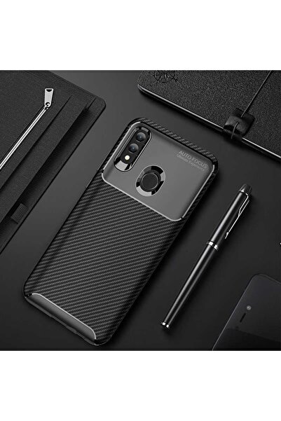 ZM STORE Huawei P Smart 2019 Kılıf Karbon Tasarımlı Harika Kesim Negro Kapak