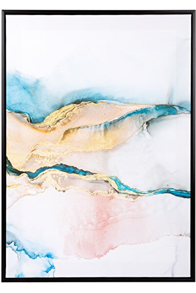 Herdekora Siyah Ahşap Çerçeveli Soyut Kanvas Tablo Mavi-sarı 50x3x70 Cm.