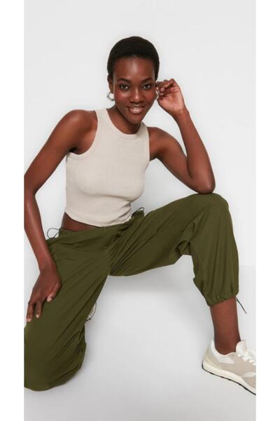 POLYMOOD Beige-White 2-Piece Fitted Crop Top Fitted Basic Collar Undershirt