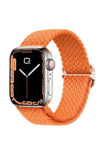 Quse حزام شبكي قابل للتعديل باللون البرتقالي متوافق مع ساعة Apple SE/10/9/8/7/6/5/4/3 - 42 مم، 41 مم، 40 مم، 38 مم