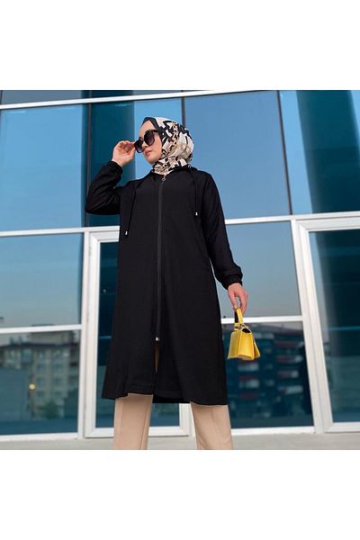moda emira Διχτυωτό Λεπτομερές Καπάκι με κουκούλα
