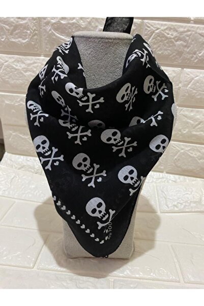 sema aksesuar Unisex Siyah Beyaz Kurukafa Fular - Bandana - Kurukafalı Pamuk ...