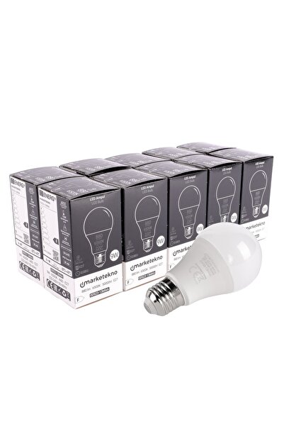 Marketekno 9w Led Ampul 6500k Beyaz Işık A60 E27 10'lu Paket Ampul
