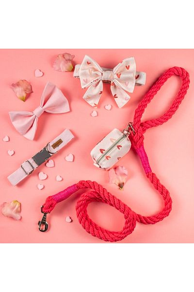 Lusi Doog Pink Dog Walking Leash Dog Walking Strap Natural Cotton Rope Rope