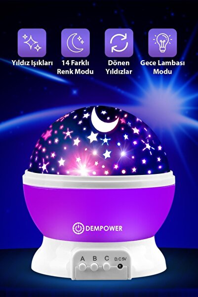 MUJGAN (KIRILABİLİR) Star Master Küre Renkli Yıldızlı Gökyüzü Projeksiyon Gece Lambası Pembe