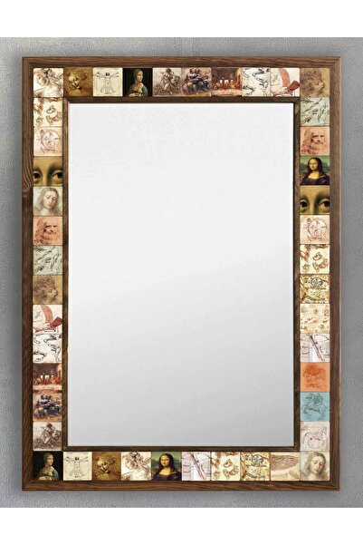 Oscar Stone Decor Masif Çerçeveli Mozaik Taş (mermer) Ayna 53x73 Cm (da Vinci...