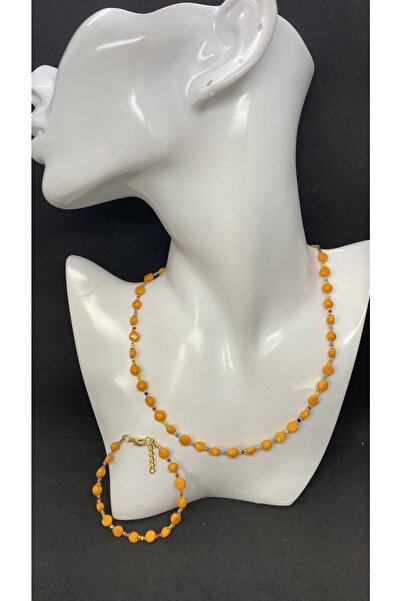 Porsuk Alternatif مجموعة أساور وقلادة نسائية مصنوعة يدويًا من الخرز الزجاجي