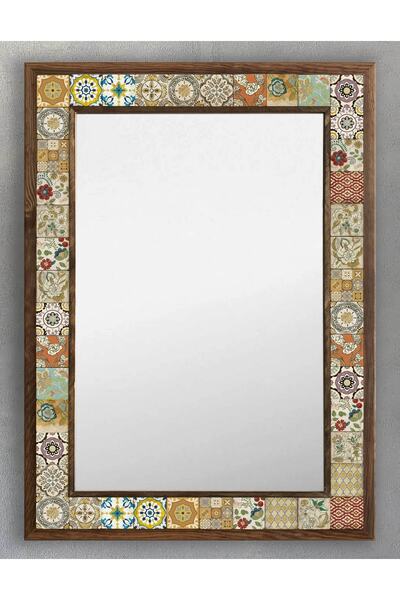 Oscar Stone Decor Ahşap Çerçeveli Mozaik (mermer) Ayna 53x73 Cm Seramik-gelen...