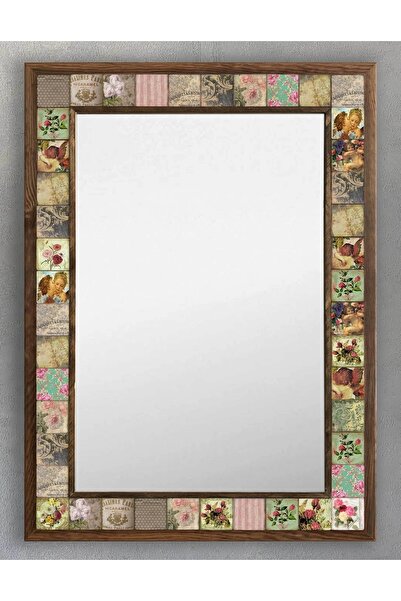 Oscar Stone Decor Masif Çerçeveli Mozaik Taş (mermer) Ayna 53x73 Cm Melek-ang...