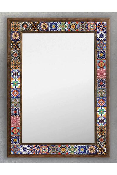 Oscar Stone Decor Çerçeveli Mozaik Taş (mermer) Ayna 53 X 73 Cm Seramik Desenli