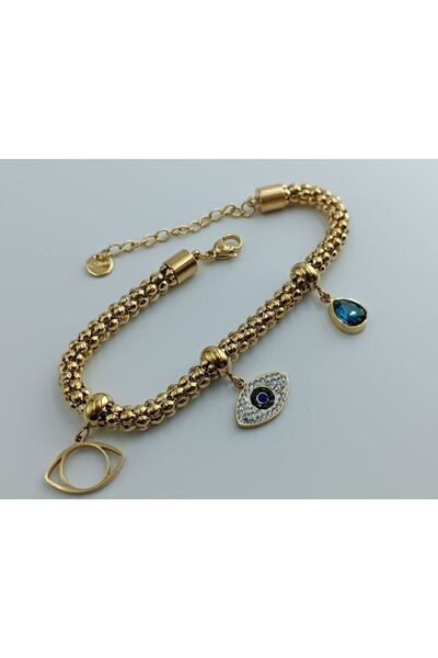Aksesuar الفولاذ شبكة الذهب العين سوار مفصل