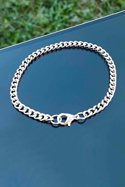 TREND COLLECTİON Gümüş Kaplama Geçmeli Zincir Model Unisex Bileklik