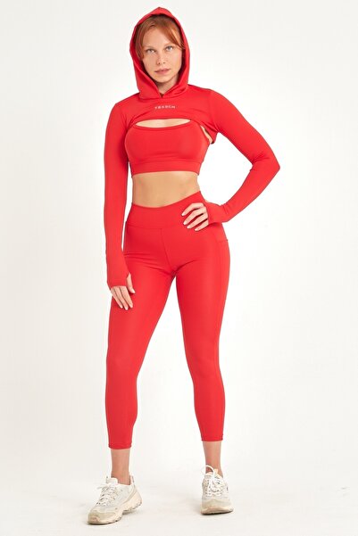 YEXECH Leggings sport Pushup pentru damă cu buzunare – roșu – Leggings Rise