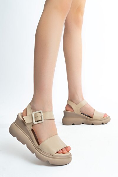 PASSAGE SHOES Women's Skin Genuine Leather Wedge Heeled Sandals 6221